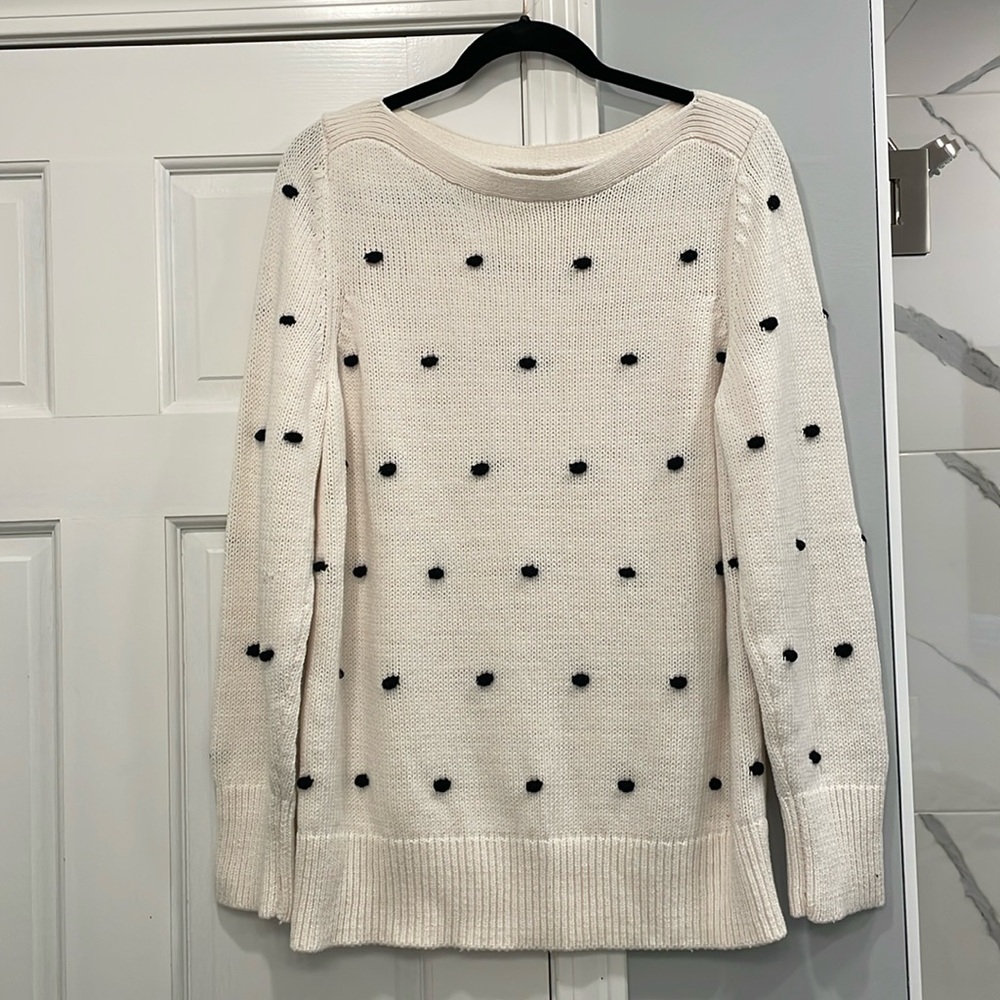 NWT LOFT Black and White Bobble Stitch Sweater Size XL